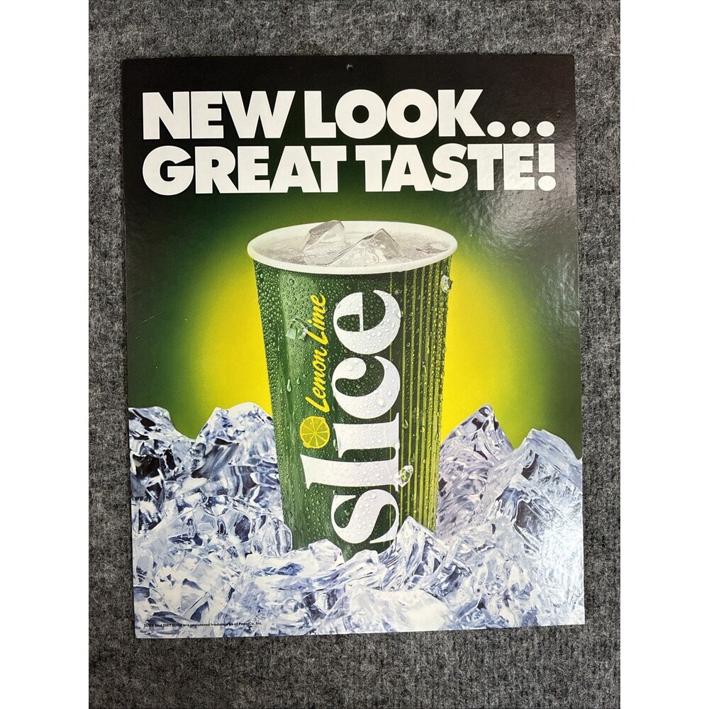1990s Slice Pepsi Lemon Lime 14x11 Cardboard Store Display Advertising 2 Sided